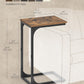 C-Shaped End Table, Small Side Table for Couch, Sofa Table with Metal Frame for Living Room, Bedroom, Bedside, Rustic Brown and Black