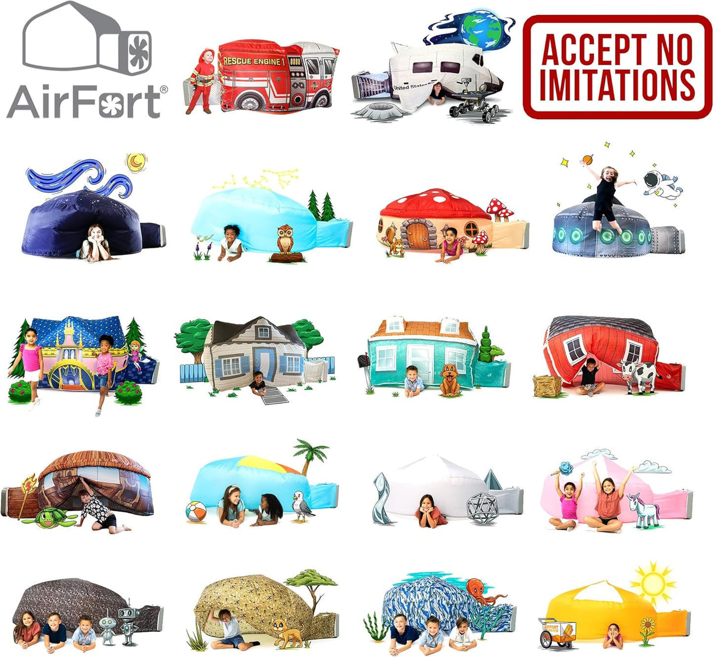 The Original Patented Airfort - Build a Fort in 30 Seconds, Inflatable Fort for Kids, Play Tent for 3-14 Years, a Playhouse Where Imagination Runs Wild, Fan Not Included (Tiki Hut)