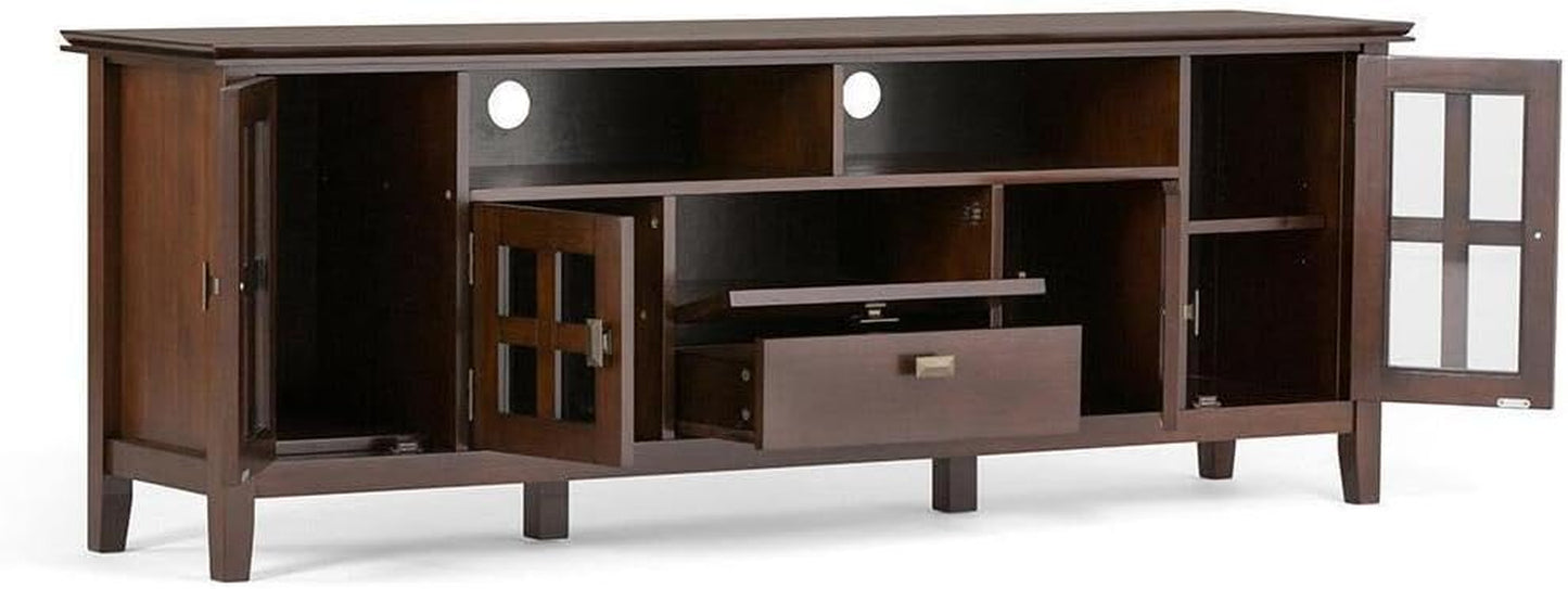 Artisan TV Stand - 53 Inch Wide Solid Wood Tall Media Console in Russet Brown, Contemporary Entertainment Center for Living Room for Tvs up to 60 Inches with Drawers and Cable Management