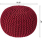 · round Pouf Ottoman - Hand Knitted Cable Boho Poof - Foot Stool Bean Bag - Home Décor Stuffed Footrest for Living Room - Nursery - Bedroom - 100% Cotton Poufs (19.5"X19.5"X14") - Red