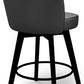Bar Stools Set of 2, PU Leather Barstools, 26 Inch Upholstered Counter Stools with Backrest and Footrest, Swivel Counter Height Barstools for Kitchen Island Home Bar Dark Gray