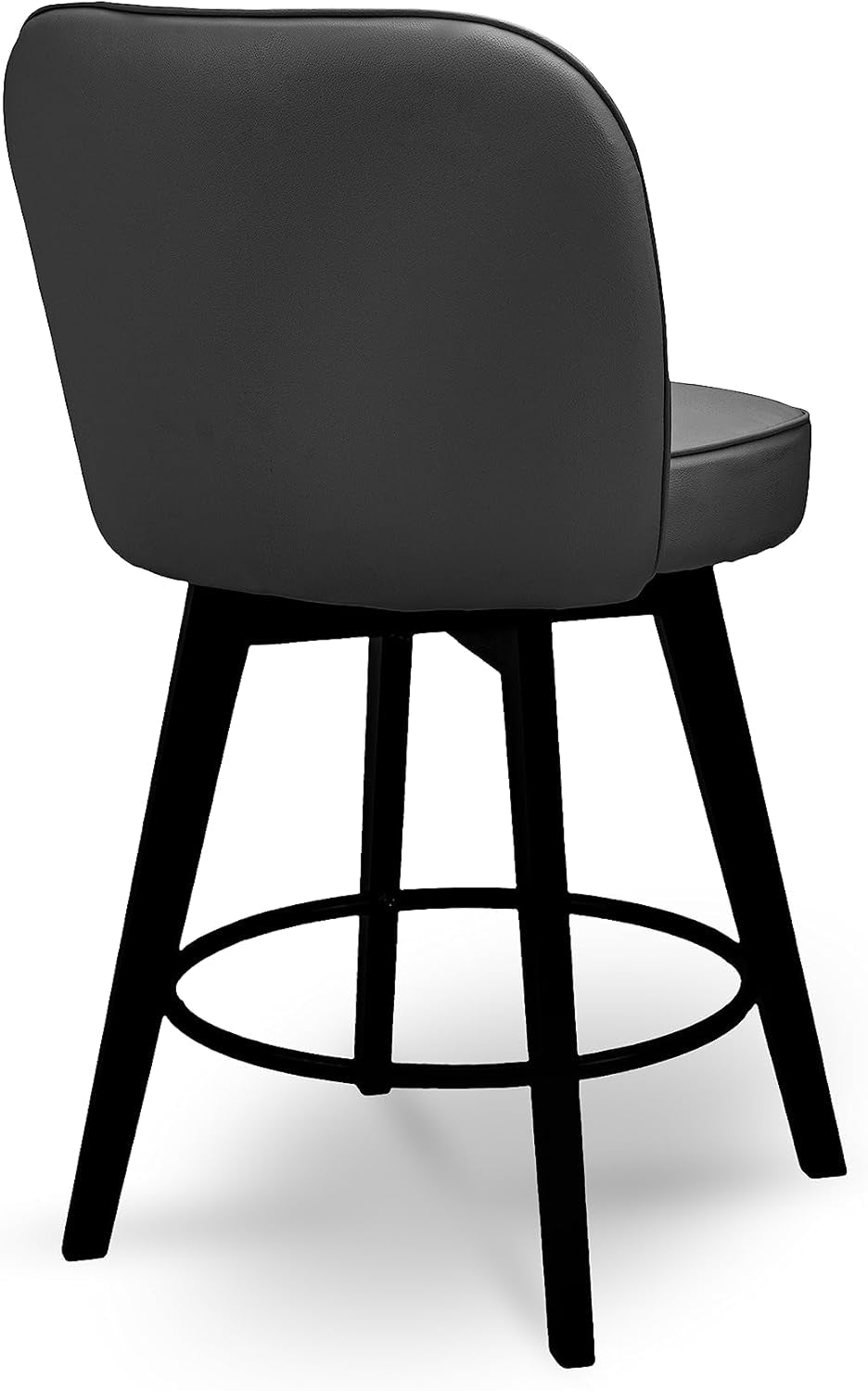 Bar Stools Set of 2, PU Leather Barstools, 26 Inch Upholstered Counter Stools with Backrest and Footrest, Swivel Counter Height Barstools for Kitchen Island Home Bar Dark Gray