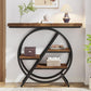 Console Table, 40-Inch Entryway Table with Storage Shelves, 4-Tier Industrial Hallway Sofa Table with Geometric Metal Frame, Accent Table for Living Room, Entryway, Rustic Brown