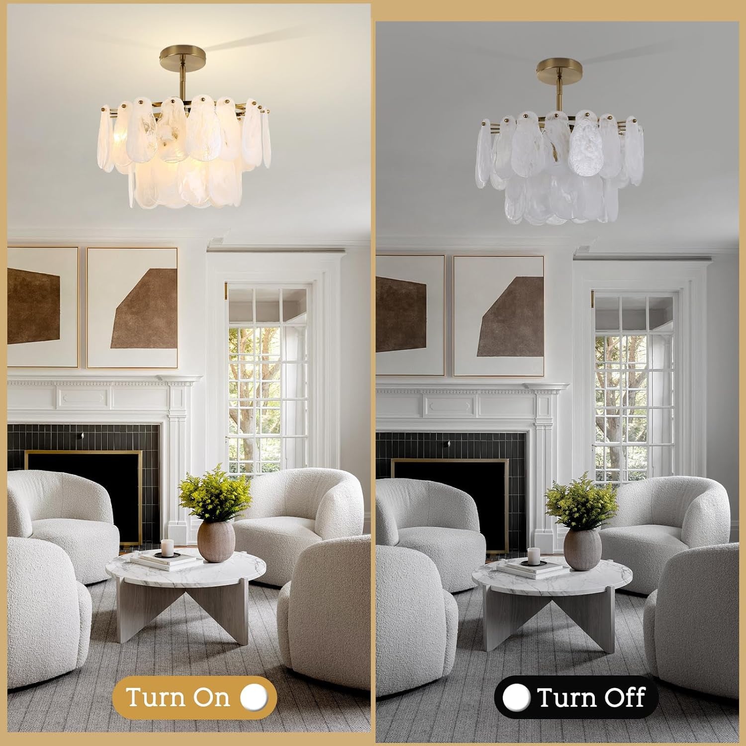 Modern Gold Chandeliers, 17.7" Luxury Cloud Glass Light Fixture, 2-Layer round Ceiling Hanging Light Fixture for Bedroom Dining Room Kitchen Island Living Room Entryway Bar Farmhouse 6-Light