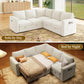 83.5" Sectional Sleeper Sofa with Pull Out Couch, Modern 5 Seat L Shaped Modular Couch, Sectionals Modular Sofa with Storage, Comfy Sectional Couches for Living Room & Apartment, Light Beige