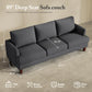 3 Seater Sofa Couch with Deep Seats, 89" Mid Century Modern Upholstered Sofa with Armrests, Comfy Couches for Living Room, Bedroom, Apartment and Office (Dark Grey)