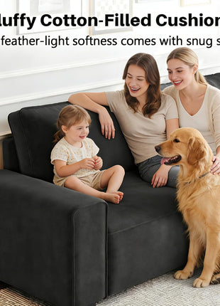85-Inch Chenille Upholstered Sofa for Living Room - 3-Seater Modern Design with Wide Armrests and Thick Spring Cushions in Dark Grey Suitable for Apartment, Office, Bedroom, or Small Spaces