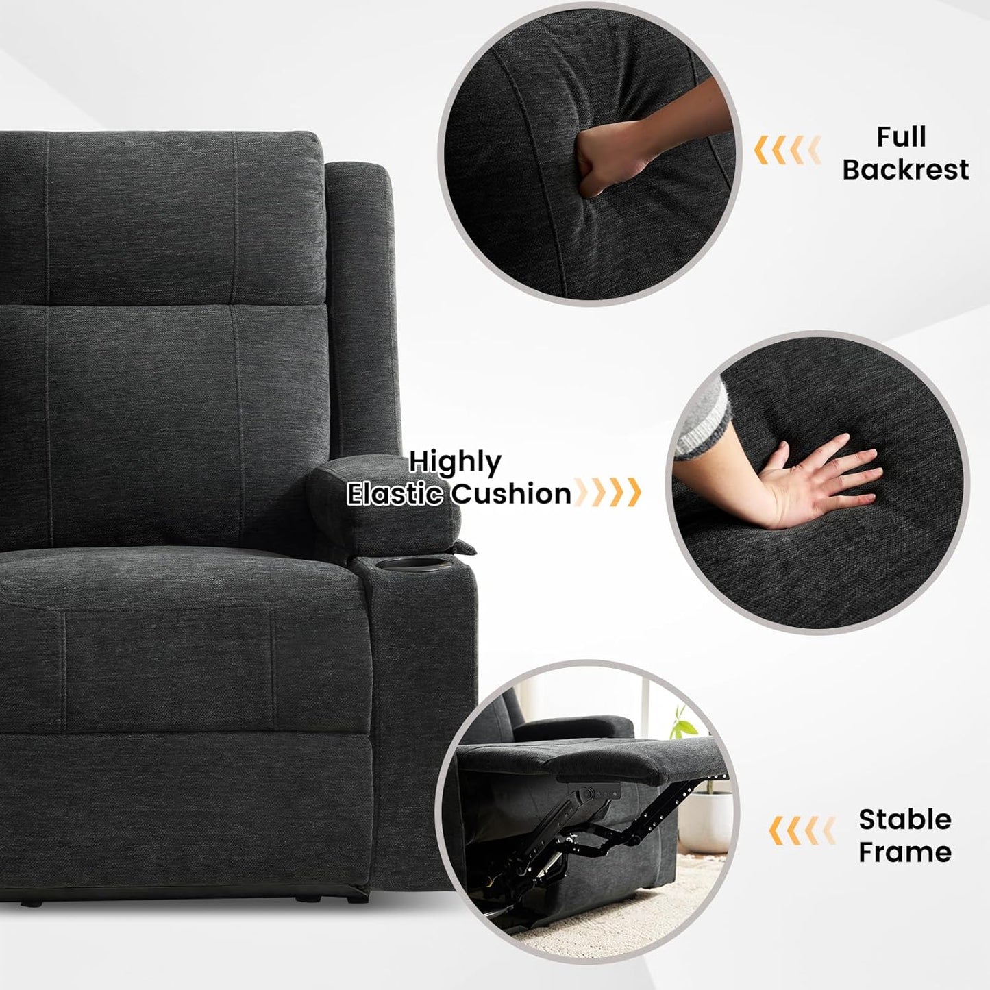 Loveseat Recliner Sofa, Double Recliner Loveseat with Adjustable Footrest & Cup Holder, Wall Hugger Sofa for Living Room & Home Theater & Rv(Black)