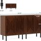 Set of 2 Sideboard Buffet with Storage, 59" Buffet Sideboard Cabinet with Adjustable Shelves, Accent Storage Cabinet for Living Room, Dark Brown