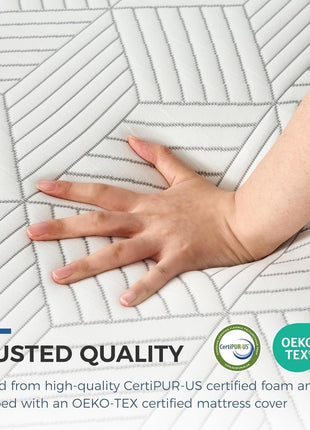 12-Inch Medium Queen Memory Foam Mattress with Cooling Gel and Removable Fiberglass-Free Cover, CertiPUR-US Certified for Back Pain Relief