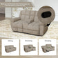 Corduroy Fabric Recliner Sofa Set, 3 Piece Living Room Furniture Set, Manual Reclining Sofa Couch and Chair with Cup Holders/Storage/Coffee Table (Beige)