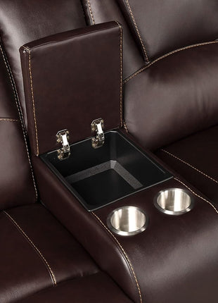 3-Piece Leather Recliner Sofa Set for Home or Office, Includes Sofa, Loveseat, and Chair, Brown