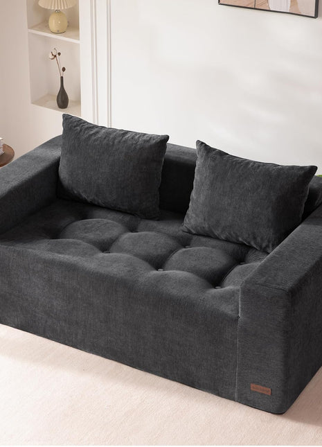 Modular 61" Loveseat Boneless Cloud Couch with Deep Seat, Chenille Upholstered Living Room Sleeper Sofa Chair, No Assembly Required, Dark Grey