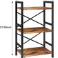 Bookshelf, 3 Tier Industrial Bookcase, Metal Small Bookcase, Rustic Etagere Book Shelf Storage Organizer for Living Room, Bedroom, and Home Office(Rustic Brown) Patent Pending D29873033