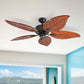 Ceiling Fans Willow View, 52 Inch Tropical Indoor Ceiling Fan with No Light, Pull Chain, Three Mounting Options, Hand Carved Wooden Leaf Blades - 50501-01 (Bronze)