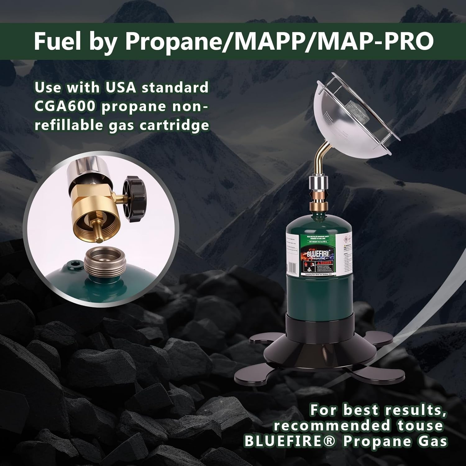 Portable Propane Heater with Catalytic Burner for Camping Outdoor Space 6200BTU Power with Control Valve Patio Heater 1Lb Small Propane Gas Tank Holder Tent Garage Fishing Stove Buddy(Upgraded Burner)