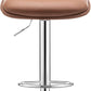 Bar Stools,Modern Upholstered Swivel Stool with Back for Bar and Counter Height, Adjustable Height 24" to 34",Set of 2,PU in Brown
