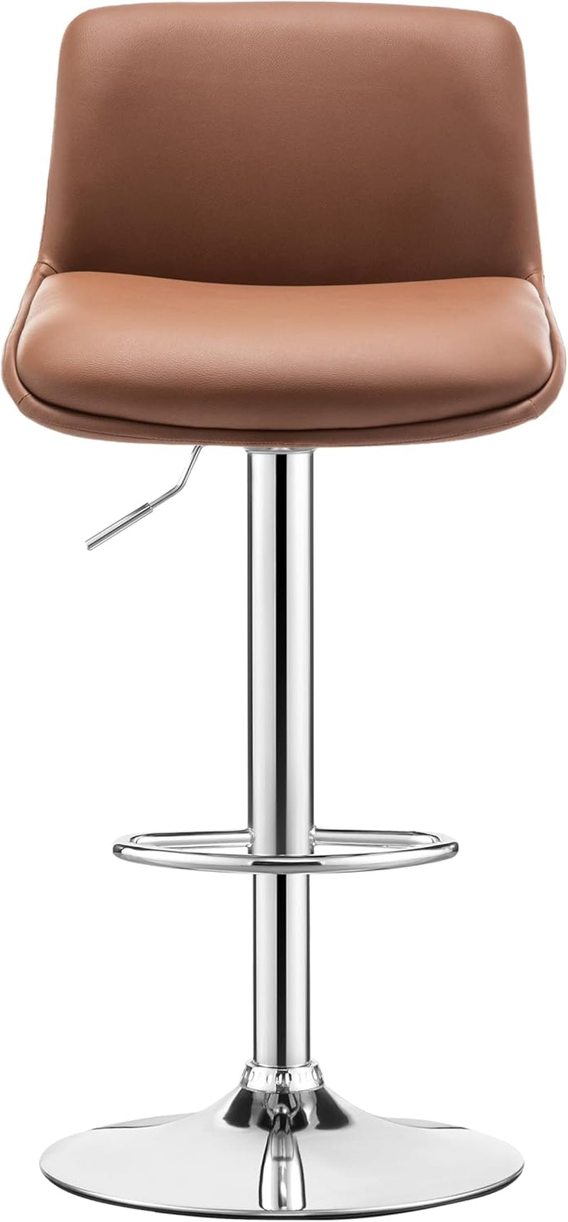 Bar Stools,Modern Upholstered Swivel Stool with Back for Bar and Counter Height, Adjustable Height 24" to 34",Set of 2,PU in Brown