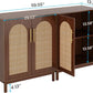 Set of 2 Rattan Sideboard Buffet Cabinet with Storage, 59 Inch Accent Cabinet for Dining Room, Living Room, Kitchen, Rattan and Dark Brown