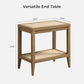 Rattan Night Stand Bedside Table - Farmhouse Boho Narrow End Table for Living Room - Accent Side Table with 2 Rattan Open Storage Shelves for Bedroom, Small Spaces