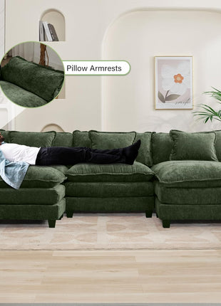 Ultimate Comfy Cloud 120" Modular Sectional Sofa with Ottoman - Ideal for Cozy Living Room Spaces