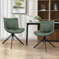 Dining Chairs Set of 4, 360° Swivel Upholstered Mid-Century Modern Kitchen Dining Room Chairs, Armless Faux Leather Accent Side Chair with Padded Back,Metal Legs for Living Room Bedrooms,Green