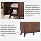Fluted Buffet Sideboard Cabinet with Storages, 60" Large Modern Buffet Table Coffee Bar Wine Bar Storage Cabinet with 3 Drawers & 4 Doors for Dining Room, Living Room, Hallway(Dark Walnut)