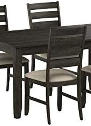 Signature Design by Ashley Rokane 7-Piece Dining Set with 6 Upholstered Chairs and 20" Rectangular Brown Wood Table for Kitchen and Dining Room