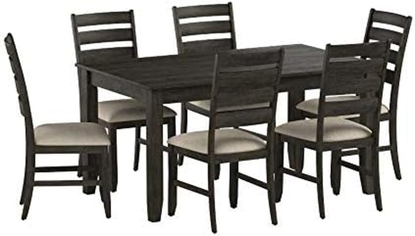 Rokane 7-Piece Dining Room Table Set with 6 Upholstered Chairs - Brown Wood 20" Rectangular Table & Chair Set for Kitchen Dining Room