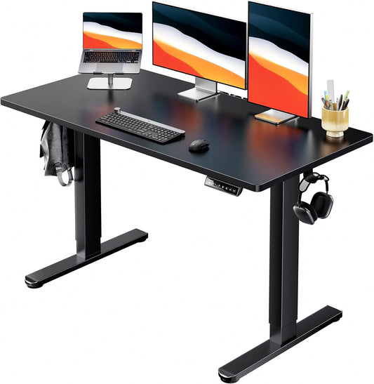 Electric Standing Desk, Whole Piece Desktop, Adjustable Height Computer Desks, 4 Height Memory Settings, Sit Stand up Desk for Home Office, 48" X 24", Black
