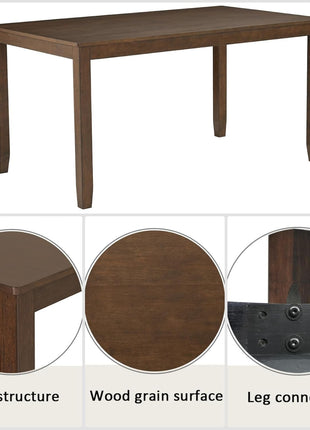 Farmhouse 6-Piece Dining Set with Rectangular Table, 4 Upholstered Chairs, and Bench in Warm Walnut Finish
