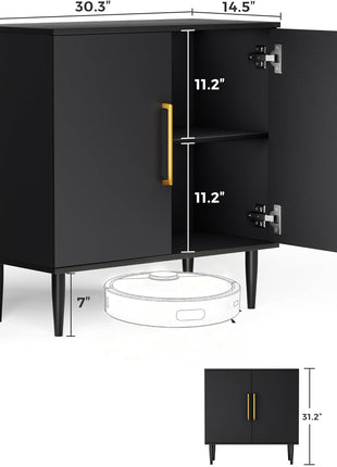 Contemporary Black Free-Standing Storage Cabinet Buffet for Living Room, Hallway, Entryway, and Dining Room