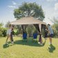 10X10 Pop up Gazebo, Canopy with Mosquito Netting,Instant Screen Tent with 4 Ropes, 8 Stakes, 4 Sandbags and Wheeled Storage Bag,For Patio & Backyard Parties,Camping&Events- Beige