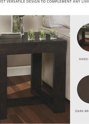 Signature Design by Ashley Watson Classic Oversized Square End Table in Dark Brown Finish
