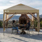 10X10 Pop up Gazebo, Canopy with Mosquito Netting,Instant Screen Tent with 4 Ropes, 8 Stakes, 4 Sandbags and Wheeled Storage Bag,For Patio & Backyard Parties,Camping&Events- Beige