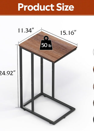 C-Shaped End Table - Versatile Small Side Table for Sofa and Bed, Perfect for Living Room, Bedroom, and Home Office in Compact Spaces
