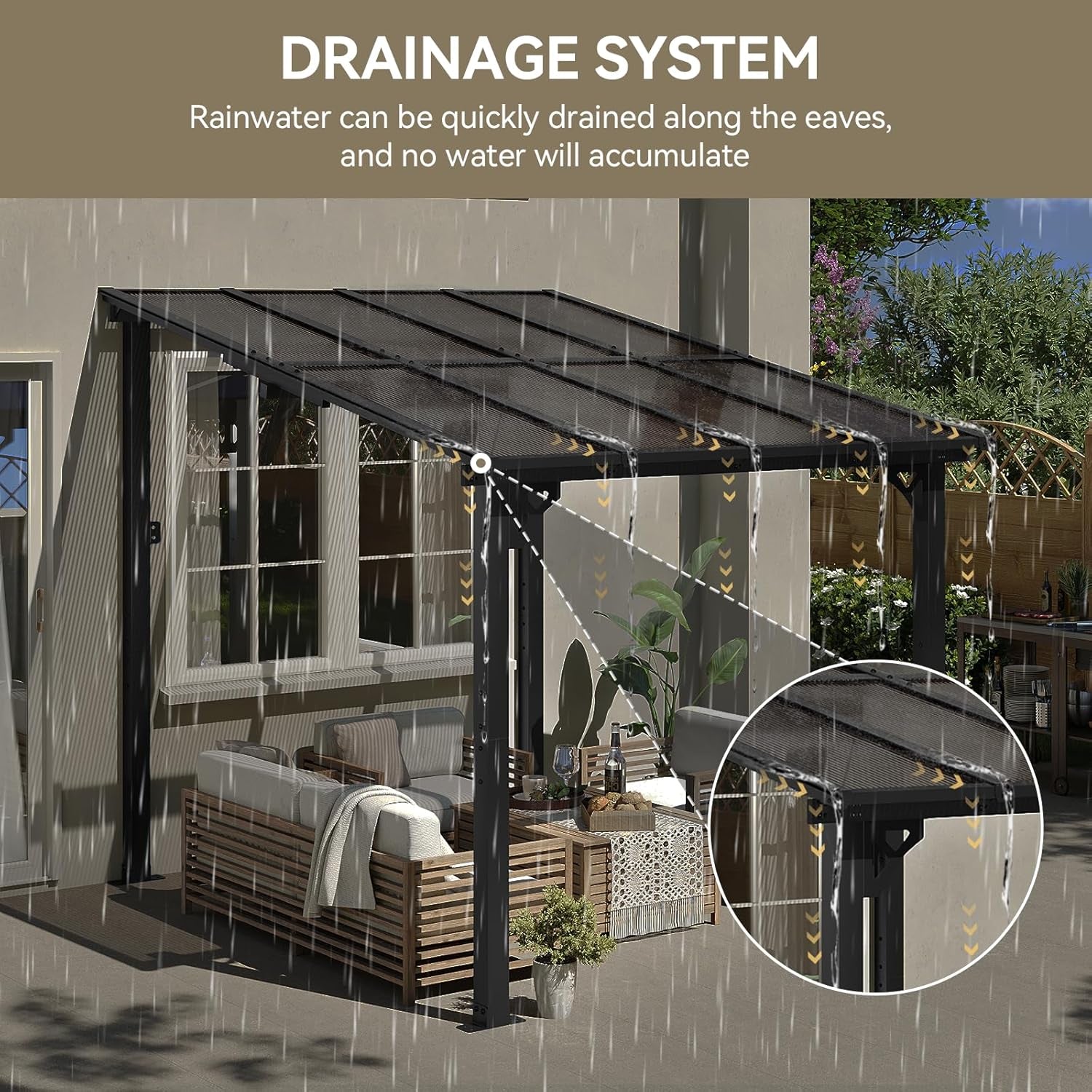 8’X10’ Gazebo, Wall Mounted Gazebos Pergola on Clearance, Outdoor Patio, Large Wall-Mounted Heavy Duty Awnings for Patio, Decks, Backyard (Black)