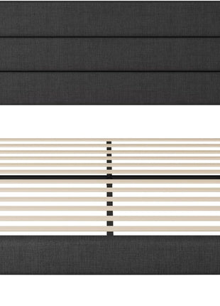 Queen Size Platform Bed Frame with Upholstered Headboard and Wooden Slat Support, No Box Spring Required, Easy Assembly, Dark Grey