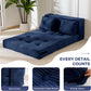 Convertible Sofa Bed, Fold Out Loveseat Sleeper Sofa with Pillow, 4 in 1 Tufted Folding Couch Bed Foam Floor Couch, Lazy Chair for Living Room Bedroom Guest Room, Navy