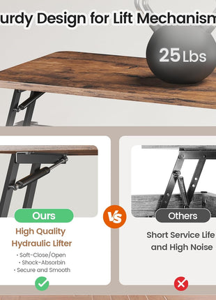 31.5" Lift-Top Coffee Table with Storage Solutions, Square Farmhouse Design with Spacious Hidden Compartment and Adjustable Shelves, Black Finish