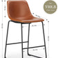 26 Inch Counter Height Bar Stools Set of 4, Modern Faux Leather High Barstools with Back and Metal Leg, Bar Chairs for Kitchen Lsland, Brown