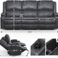 3-Seater Recliner Sofa, Manual Reclining Couch with Multi-Functional Middle Seat, Reclining Sofa for Living Room with Hidden Storage Space, Cup Holders, and Removable Console - Velvet Grey
