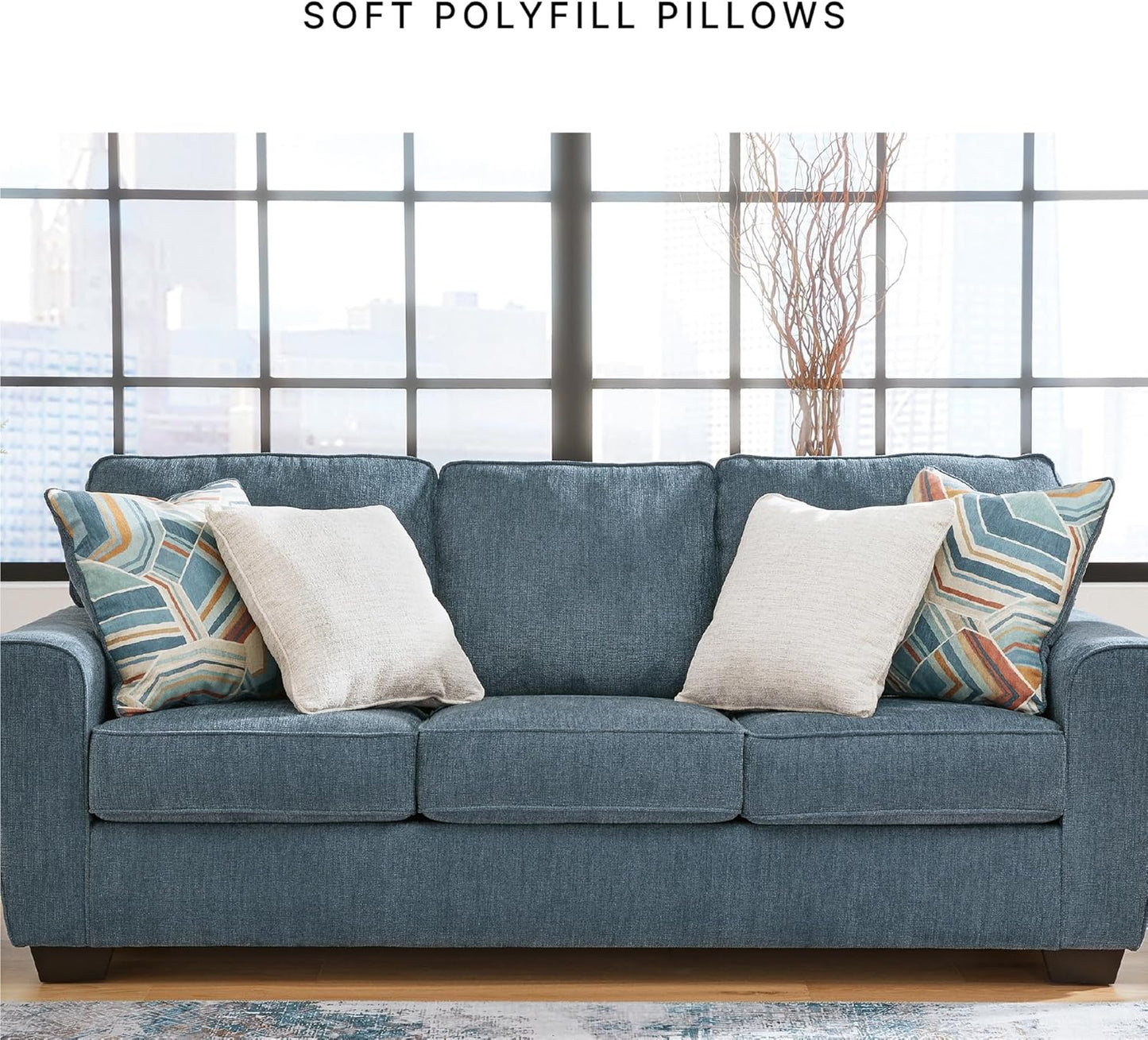 Cashton Casual 2-In-1 Sofa Sleeper with Folding Gel Memory Foam Mattress, Queen, Blue