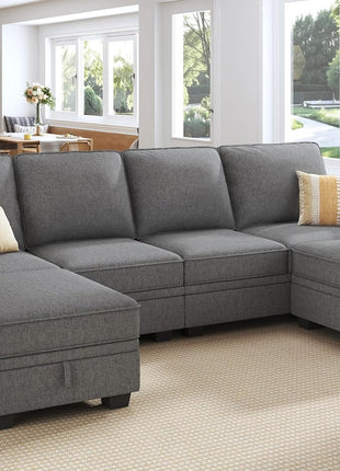 Stylish Grey U-Shaped Convertible Sectional Sofa with Storage – Ideal for Compact Living Spaces