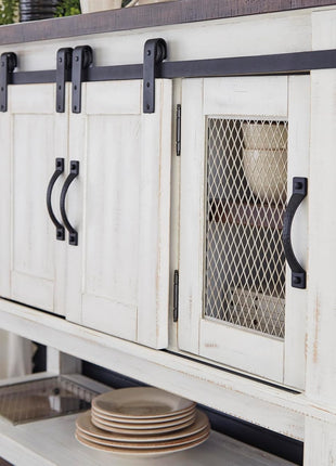 Valebeck Farmhouse Dining Room Server and Buffet Cabinet by Signature Design by Ashley in White and Brown