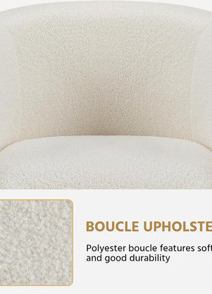 Set of 2 Ivory Barrel Accent Chairs with Plush Armrests for Living Room, Bedroom, Waiting Area, and Office