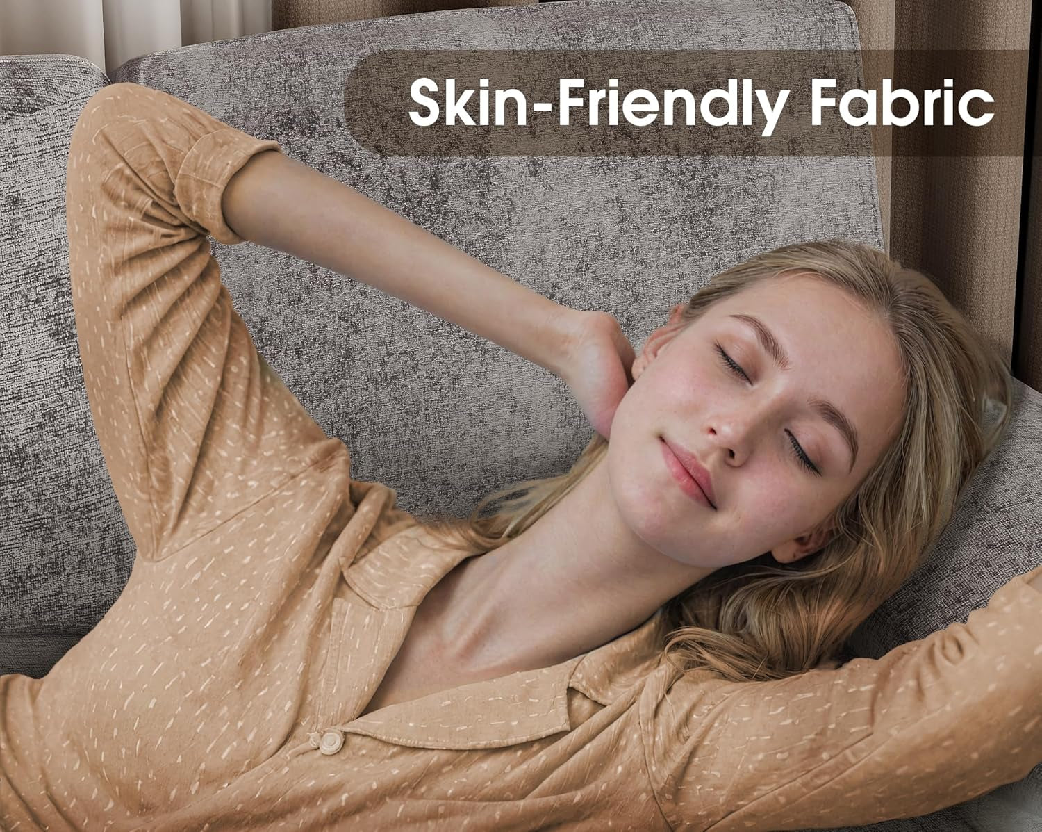 Sectional Couches for Living Room, U-Shaped Sofa Couch with Linen Fabric, 4 Seat Sofa Set with Double Chaise for Apartment (Fabric, Grey)