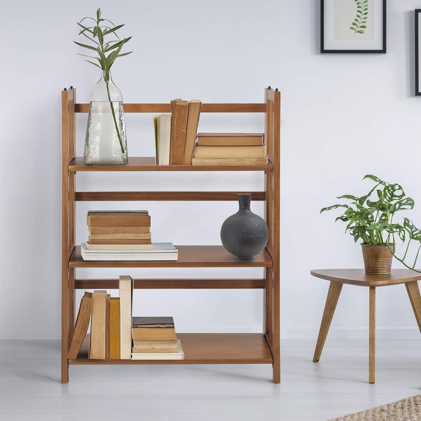 3-Shelf Stackable 27.5" Wide-Chestnut Fold Bookcase