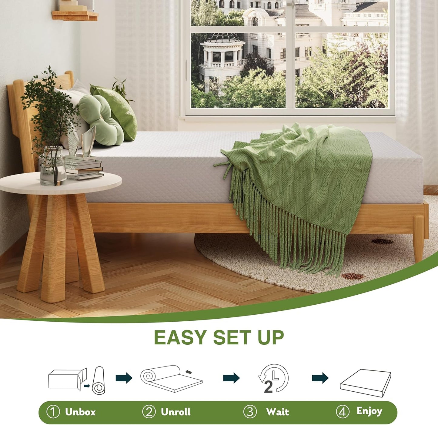 6 Inch Twin Mattress for Kids, Memory Foam Mattress with Cooling Green Tea Gel, Relieve Pressure with Medium Firm Support, Certipur-Us Certified, 75''L X 38''W, White