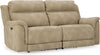 Next-Gen Durapella Power Reclining Sofa with Adjustable Headrest, USB, Extended Ottoman, Faux Leather, 80" W X 42" D X 42" H, Beige Sand